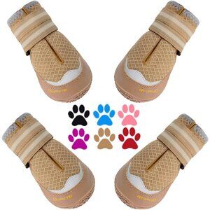 QUMY 4PCS Dog Shoes, Medium Large Dog Paw Protectors for Summer Heat Protectio